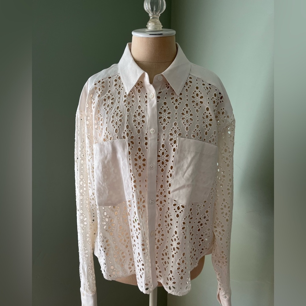 NWT Veronica  Beard crop lace cotton and linen